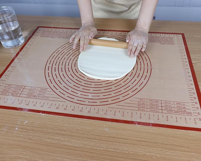 Extra Large Silicone Pastry Mat 34x26 Inch - Nonstick Baking Mats with Measurements, Great for Dough Rolling, Pastry, Pie Crust, Fondant, Cookies, Bread, Pasta, Pizza, Counter Mat