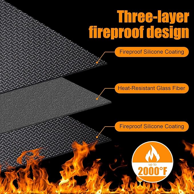 90x48 Inches Extra Large Grill Mat for Outdoor Grill - Fireproof Deck and Patio Protector, Waterproof and Oil-Proof Barbecue Grill Mat