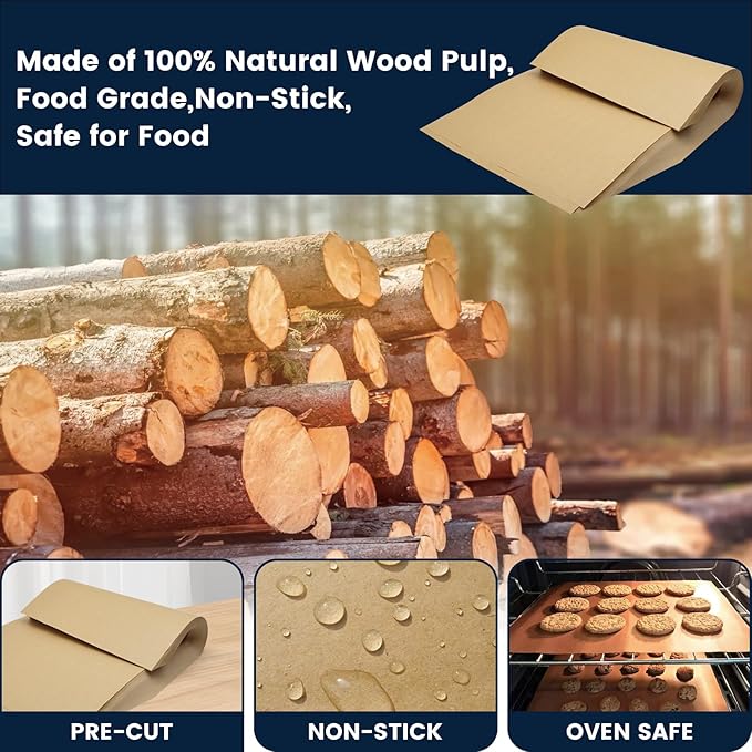 320 PCS Parchment Paper Sheets 9x13 Inch, Unbleached Parchment Paper for Baking, Non-Stick Precut Parchment Sheets for Baking Grilling Frying Steaming