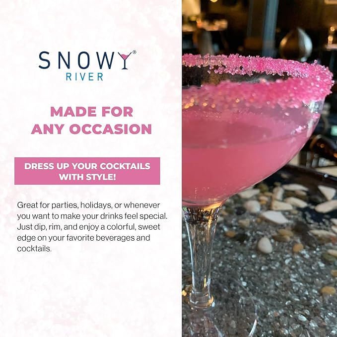 Snowy River Pink, Cocktail & Margarita Sugar Rimmer - Vibrant Color Glass Rimming Sugar with Medium Crystal Texture - 80oz