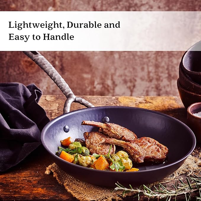 Alva 9.5” & 11" Carbon Steel Frying Pan Set – Naturally Nonstick, Made without PTFE, PFOA, & PFAS, Oven & Induction Safe, Chef-Grade Heat Control, Built to Last a Lifetime, Designed in Belgium