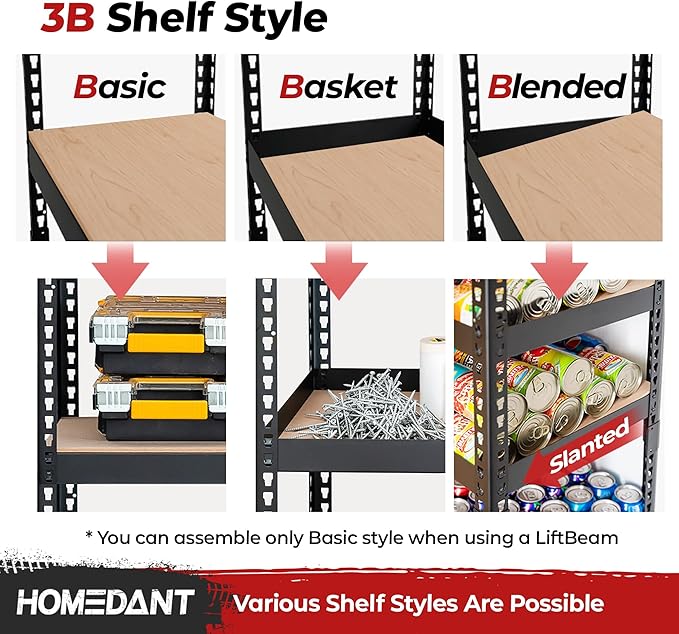 HOMEDANT 5 Tier Laminated Boltless Heavy Duty Garage Storage Adjustable Wide Size Metal Shelving Unit Utility Rack Shelves Organization Multipurpose Shelf Shed Warehouse 47.7"W x 24.1"D x 71.3"H 2Pack