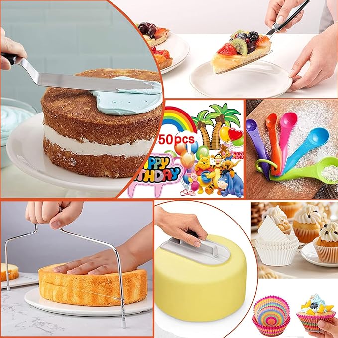 540PCS Cake Decorating Kit - Baking Supplies with 4 Springform Pans, Rotating Turntable, Decorating Tools, Cake Baking Supplies Set for Beginners