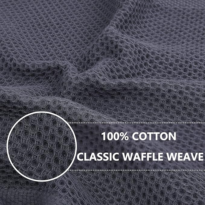 Homaxy 100% Cotton Waffle Weave Kitchen Dish Towels, Ultra Soft Absorbent Quick Drying Cleaning Towel, 13 x 28 Inches, 12-Pack, Mixed Color