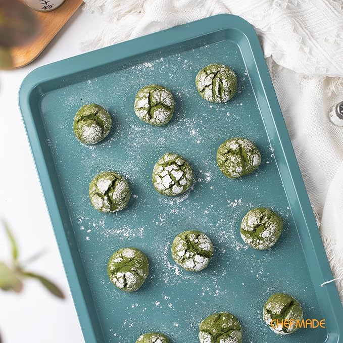CHEFMADE Sheet Pan, Nonstick 15-Inch Rimmed Cookie Sheet for Baking, Baking Sheet Bakeware for Oven （Green）