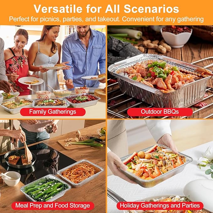Notwoe® 40pc Disposable Aluminum Pans With Lids, 9x13 (20pc) And 8.2x5.7 Square (20pc) Combo Set, Disposable Baking and Cake Pan. (40 Pack w/Lids)
