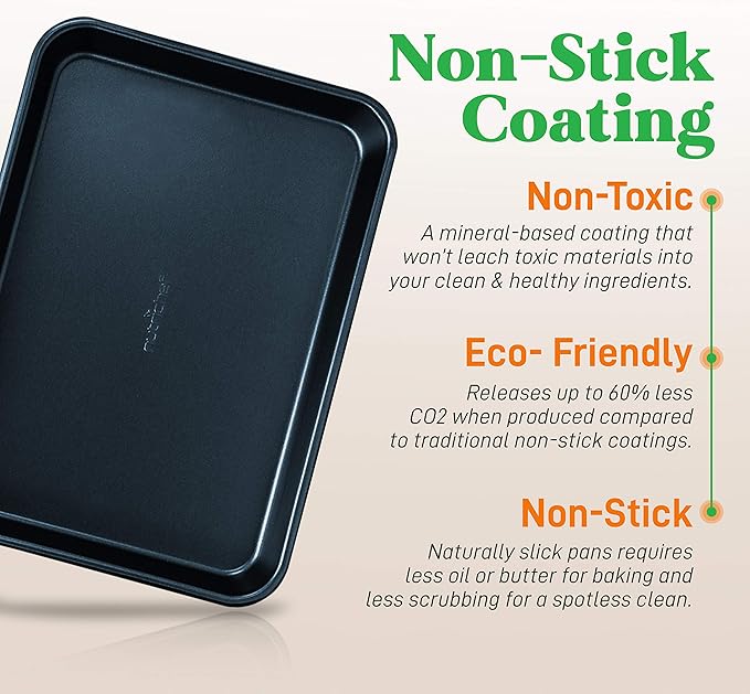NutriChef 2-Piece Baking Sheet Non Stick - Premium Carbon Steel Cookie Sheets for Baking - Large and Medium Baking Trays for Oven - Blue Diamond