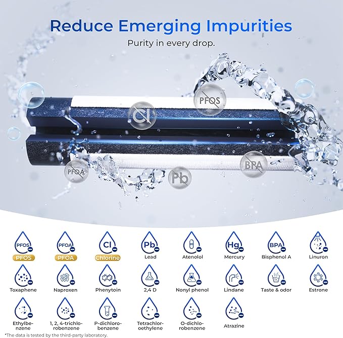 Waterdrop Plus XWF Replacement for GE® XWF, WR17X30702, NSF/ANSI 401&53&42&372 Certified, 𝐑𝐞𝐝𝐮𝐜𝐢𝐧𝐠 𝐏𝐅𝐀𝐒, 1 Filter