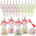 100 Sets 12 Inch Christmas Whisks Gifts DIYFillable Christmas Tree Ornaments Xmas Colored Silicone Whisks for Cooking Heat Resistant Egg Beaters with Card Rope Bag for Candy Holder
