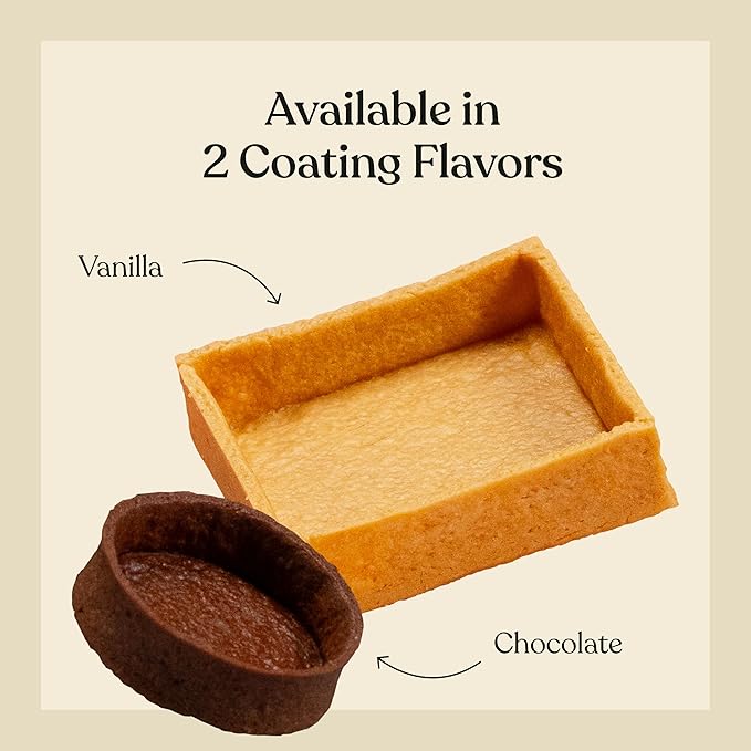 Cambie Medium Square Vanilla Tart Shells, 55mm (2.16") Diameter, French Style Tart Shells, White Chocolate Coating, Pack of 40