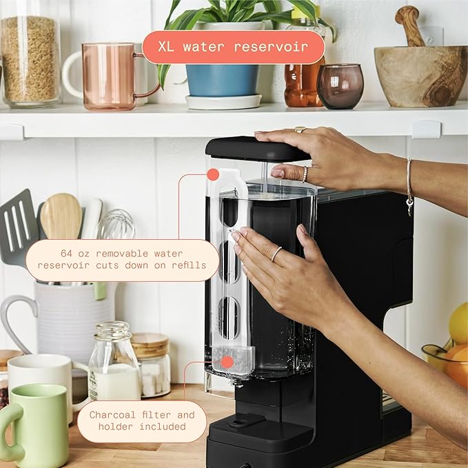 Beautiful Perfect Grind Programmable Single Serve Coffee Maker with Touch Display and Integrated Burr Grinder, Auto Coffee Strength Selection, 64oz Water Reservoir (Black Sesame)