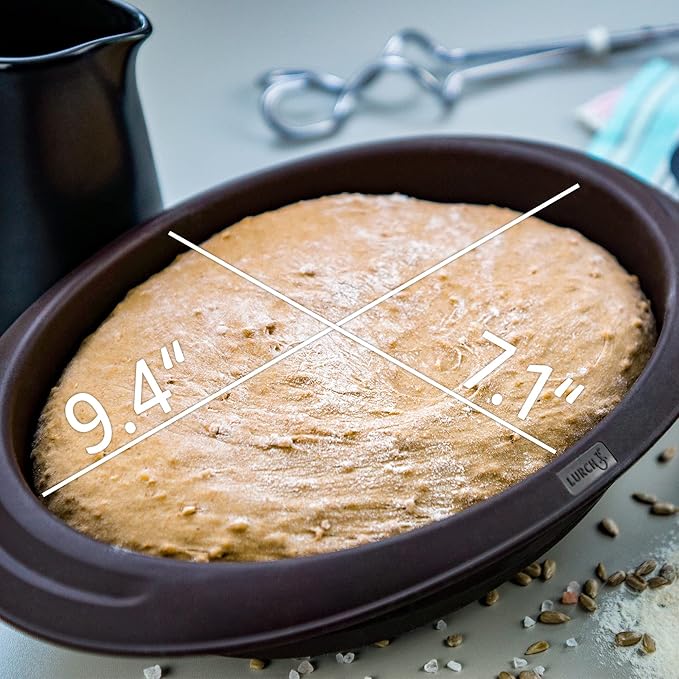 LURCH Germany Flexiform Oval Bread Pan For Baking All Kinds Of Bread | Mold Is Made Of 100% BPA-Free Premium Platinum Silicone | 9.4" x 7.1" - Brown