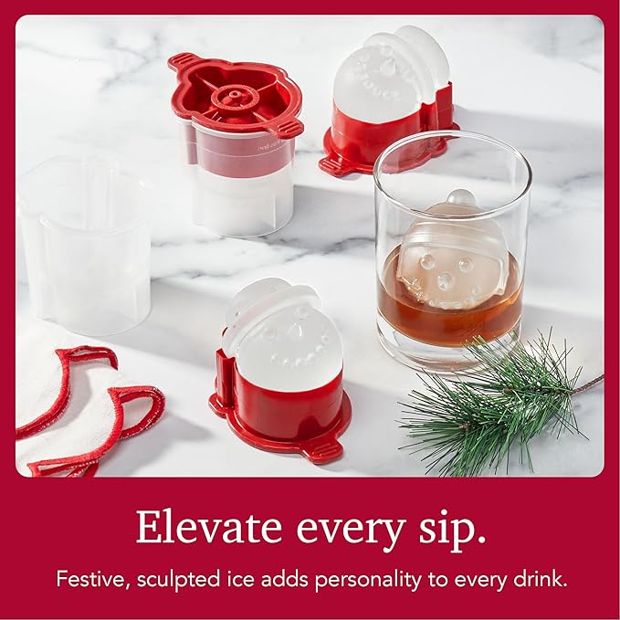 Tovolo Ice Cube Snowman Mold Holiday Ice Molds Silicone Set of 4 Christmas Stocking Stuffer for Adults Fun Festive Ice Sphere Makers