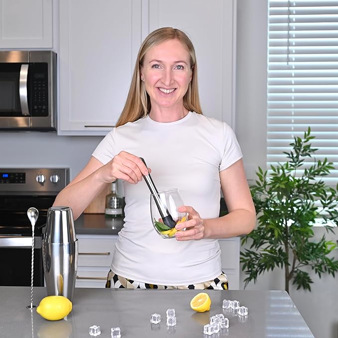 Bartender Cocktail Mixing Kit, Silver Barware Set, Professional Bar Tools with Bottle Opener and Shaker