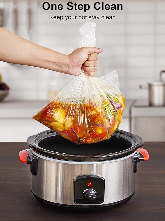 SMARTAKE Slow Cooker Liners, Small Size 13"x 15" Disposable Cooking Bags, Fit 1.5QT to 3QT for Slow Cooker, Cooking Trays, Suitable for Oval & Round Pots, 15 Liners