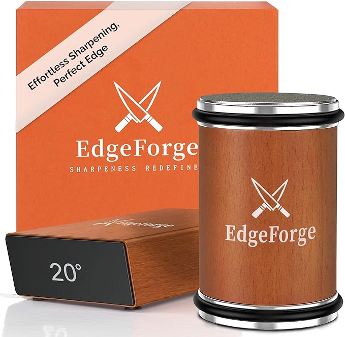 EdgeForge™ Rolling Knife Sharpener Kit - Beech Wood Magnetic Rolling Sharpener for Knives with 15 & 20 Degree Angles - Elegant Gift for Chefs & Cooks - Knife Sharpening Kit for Kitchen & Pocket Knives