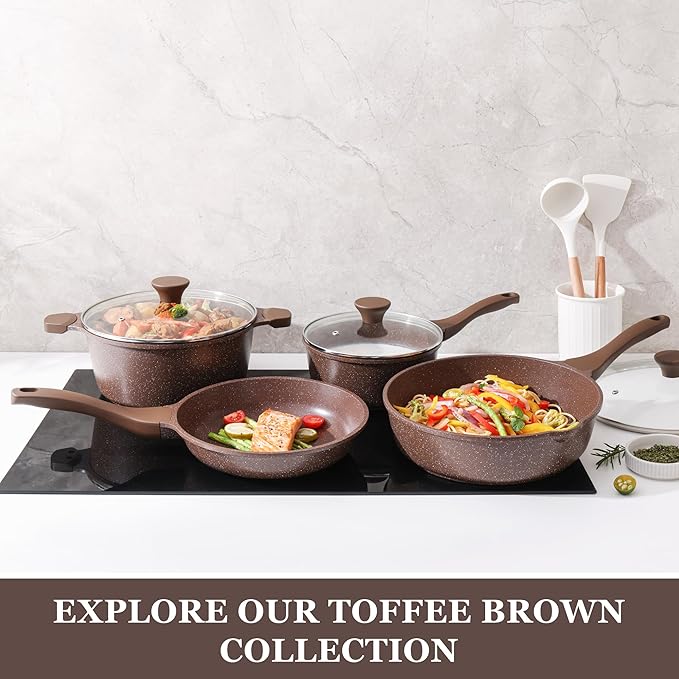 SENSARTE Nonstick Frying Pan Skillet, Omelette Pan, Healthy Stone Cookware Chef's Pan, PFOA Free, Toffee Brown (12.5 Inch)