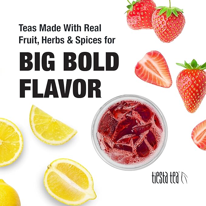 Tiesta Tea - Strawberry Lemonade Cold Brew Tea, Loose Leaf, Strawberry Lemon Herbal Blend, Premium Iced Blends, Non-Caffeinated Iced Drink, 10 Cold Brew Bags, Makes 64oz Pitcher Each
