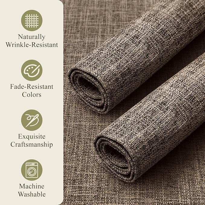 KXN Placemats Set of 8, Dual-Layer Thickened Faux Linen Table Mats, Heat Resistant & Wrinkle-Free, Machine Washable Cloth Place Mats for Kitchen Dining Indoor Outdoor (Burlap)