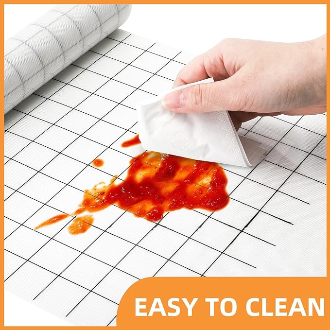 Silicone Baking Mat Roll, 12 In x 8 FT Non-Stick Grid Pastry Mat Free Cutting, Heat Resistant Food Grade Counter Mat, Air Fryer Liner for Pizza, biscuit, Pie Crust