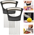 2025 Upgraded Onion Slicer, Onion Holder Chopper for Slicing, Chopper Slicer Assistant Tool, Cutter for Slicing of Meat, Potato, Tomato Kitchen Gadgets (2, Black)