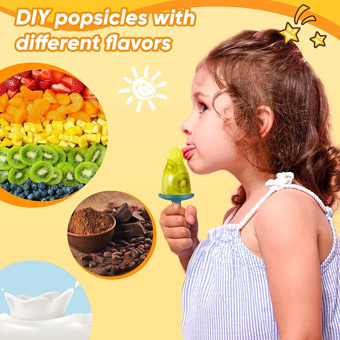 Popsicle Mold Set 4 Pieces Homemade Silicone Popsicle Maker Easy Release Ice Cream Molds Reusable DIY Pop Molds (White, WinterWonder Pops)