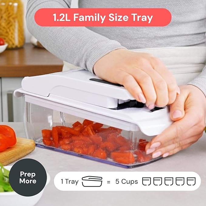 Fullstar The Original Pro Chopper - Vegetable Chopper and Spiralizer, Food Chopper with Container, Fruit Slicer, Kitchen Gadgets & Accessories, Home Essentials (9 in 1, White)