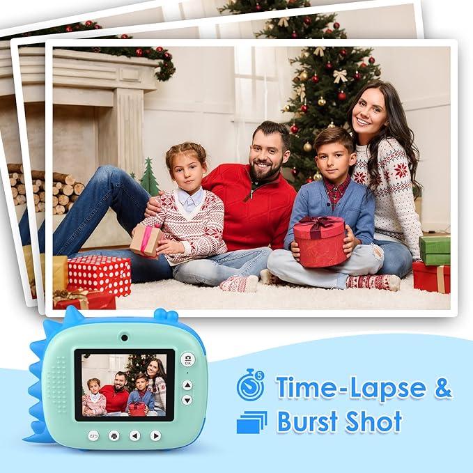 Kids Camera Instant Print, Selfie Digital Camara for Kids with Print Paper & 32G Card, 2.5K Video & Instant Print Camera with Color Pens for DIY, Fun Gift for Girls Boys 3-12 Years Old (Blue)