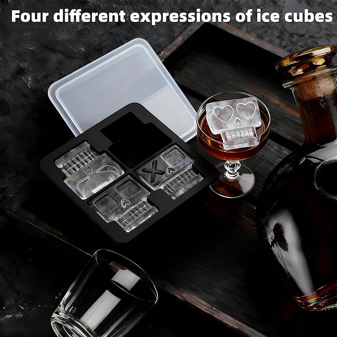 Prank Ice Cube Mold Tray,Novelty Skull Ices Cube Tray,Silicone Fun Shapes Shapes for Cocktails,Brandy and Juice Beverages