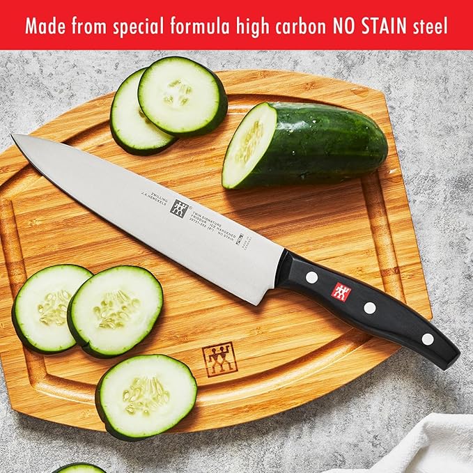 ZWILLING Twin Signature 7-pc Kitchen Knife Set with Block, Chef Knife, Paring Knife, Utility Knife, Knife Sharpener, Kitchen Shears