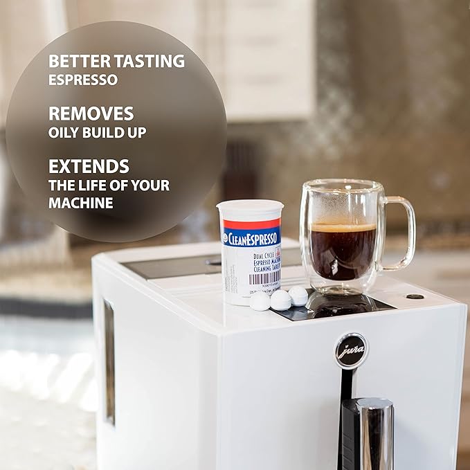 CleanEspresso - 25 Cleaning Tablets Designed For Jura Coffee Machines - 3.5g Dual Cycle Espresso Machine Cleaning Tablets for Jura Espresso Machines - Coffee Maker Cleaner