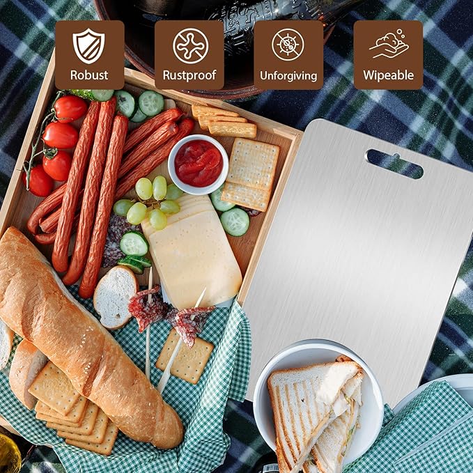100% Pure Titanium Cutting Boards for Kitchen Suitable for restaurant and home food Meat &Vegetable &Pizza Can be Washed in a Dishwasher Safe Tabla Para Picar Para Cocina (14.2"Lx10"W)