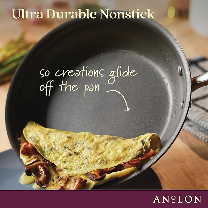 Anolon Advanced Home Hard Anodized Nonstick Cookware/Pots and Pans Set, 9 Piece - Bronze