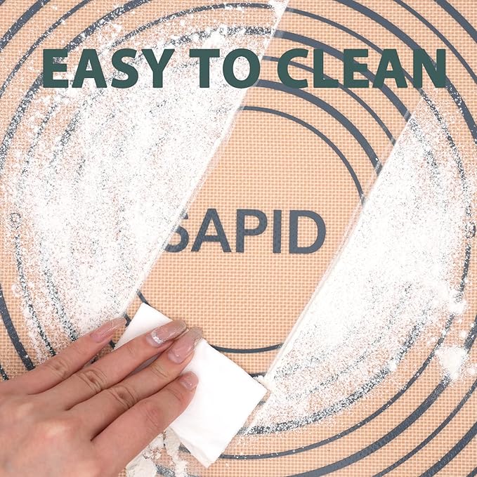 Sapid Extra Thick Silicone Pastry Mat Non-slip with Measurements for Non-stick Silicone Baking Mat Extra Large, Dough Rolling, Pie Crust, Kneading Mats, Countertop, Placement Mats (24" x 36", Gray)