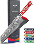 8.5 inch Kiritsuke Kitchen Chef Knife - 67 Layers Damascus Steel & Resin Handle - Xuan Series(Sunset Red)