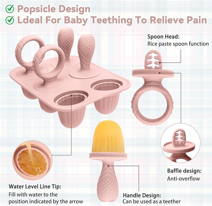 Silicone Baby Popsicle Molds with Sticks, Mini Popsicles Molds for Babies Breastmilk Popsicle Molds for Teething Relief, Frozen Treats Maker Popsicle Maker Ice Pop Mold for Toddlers Kids