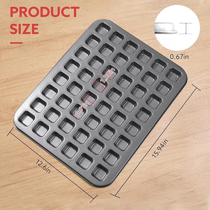 1-Piece 48 Cup Steel Mini Muffin Pan – Non-Stick Bakeware Mini Cupcake Tin(Square