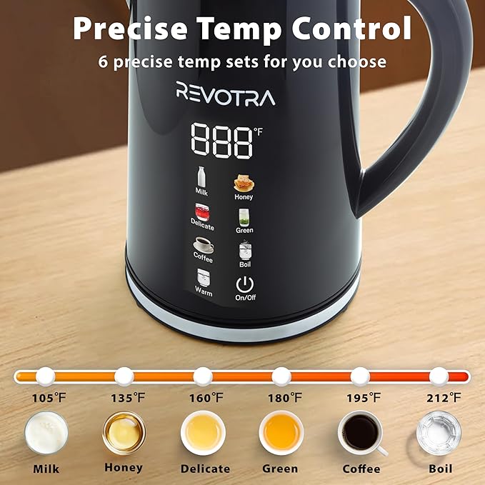 1.7L Electric Kettle, Stainless Steel Interior, 1500 Watt, Fast Boiling Water Boiler, LED Display, Temperature Control, Keep Warm, Auto Shut-Off, Boil-Dry Protection, Double Wall Cool Touch, Cordless