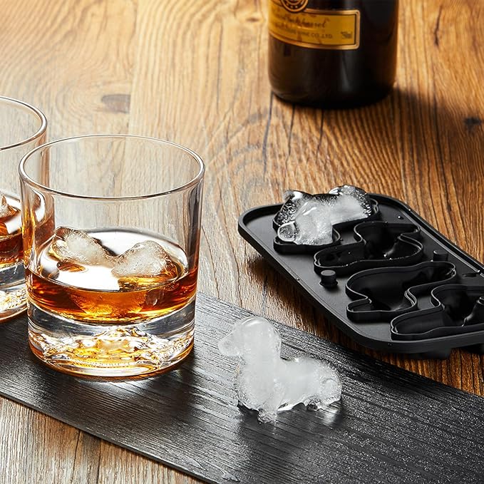 3D Dachshund Ice Cube Mold, 4 Hole Fun Shapes Dog Ice Cube Tray for Whiskey, Cocktail, Bourbon - Cute Novelty Dog Gifts for Women, BPA Free