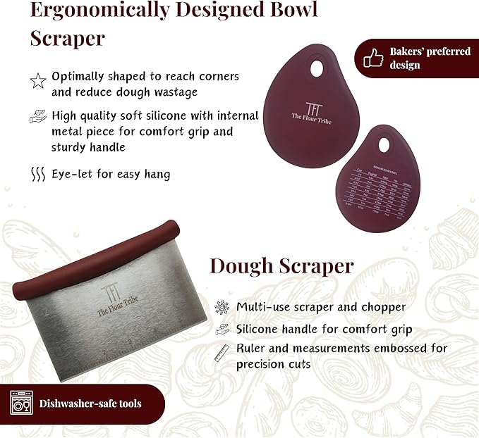 Banneton Bread Proofing Basket: Sourdough Bread Baking Supplies, Sourdough Starter Kit, Bread Making Supplies Tools, Baking Gift Set, 9 inch round rattan Basket, bread bag, dough scraper, scoring lame