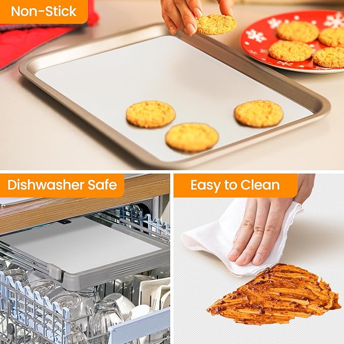Silicone Baking Mat Roll Cut to Size- Food Grade Macaron Bread Pizza Mat- Reusable Silicone Mat for Baking, Washable Oil-Proof Refrigerator Liners Air Fryer, Craft Mat, Silicone Work Mat