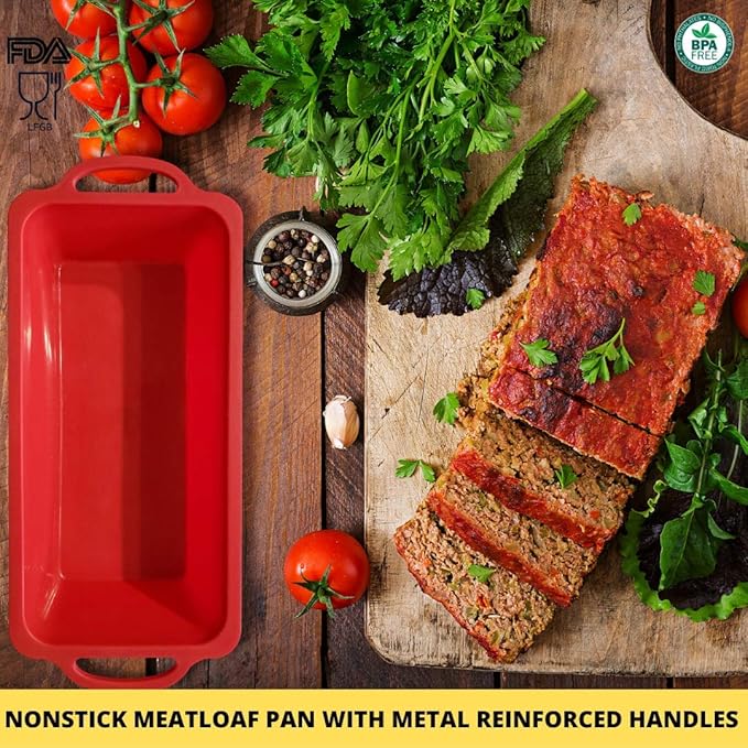 Silicone Bread Loaf Pan - Non Stick Silicone Loaf Pans for Baking - Meatloaf Bread Pans - BPA free Perfect for Oven & Dishwasher safe