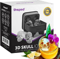 ShapedIceMolds 3D Large Skull Ice Cube Mold Tray, Round Whiskey Ice Mold with Lid for Whiskey Drinkers, Bartenders, Gift Exchanges, Home Bar Enthusiasts and Holiday Gifts