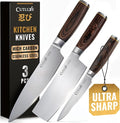 Cutluxe 3-Piece Chef Knife Set – Ultra Sharp Japanese Kitchen Knives, High Carbon Stainless Steel Blades, Full Tang Pakkawood Handles – Shinobi Series