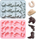 Cowboy Chocolate Molds,2PCS Cowboy Silicone Mold,Cowboys Hat Boot Horse Saddle Shape Candy Molds,Western Themed Party Baking Moulds Jello Ice Cube Candle Mold for Cupcake Cakesicle Decorations