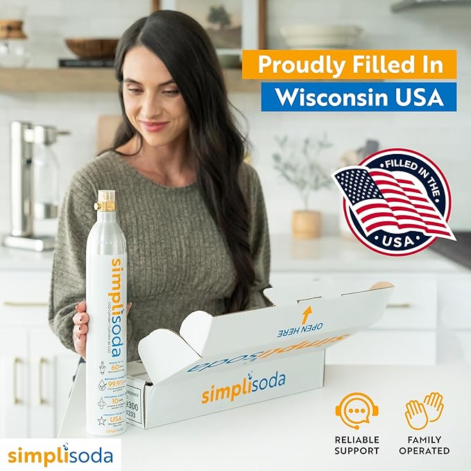 60L CO2 Canister Cylinders - Compatible w/Sodastream BLUE Screw-In Only, Ninja Thirsti, Philips, and More - Threaded Style Soda Streaming Machine CO2 Tanks Gas Refill, | 14.5 oz, Set of 4