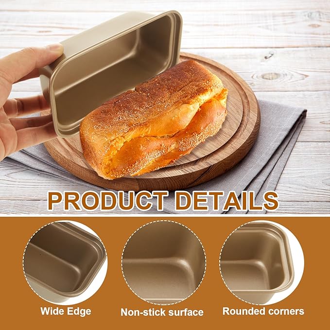8 PCS Mini Loaf Pans Nonstick Carbon Steel Baking Bread Pan Bread Loaf Pan for Baking Loaf Tin Pan Meatloaf Baking Pan Small Bread Tins for Homemade Banana Bread, 6.1 x 3.3 inch