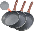 VEVOR Frying Pan Skillet，Nonstick Granite Egg Pan Omelet Pans, 3 Piece Set (9.5, 11, 12 in), Nonsitck Heavy-Duty Skillets with Heat-Resistant Handle, for Gas, Electric, Induction