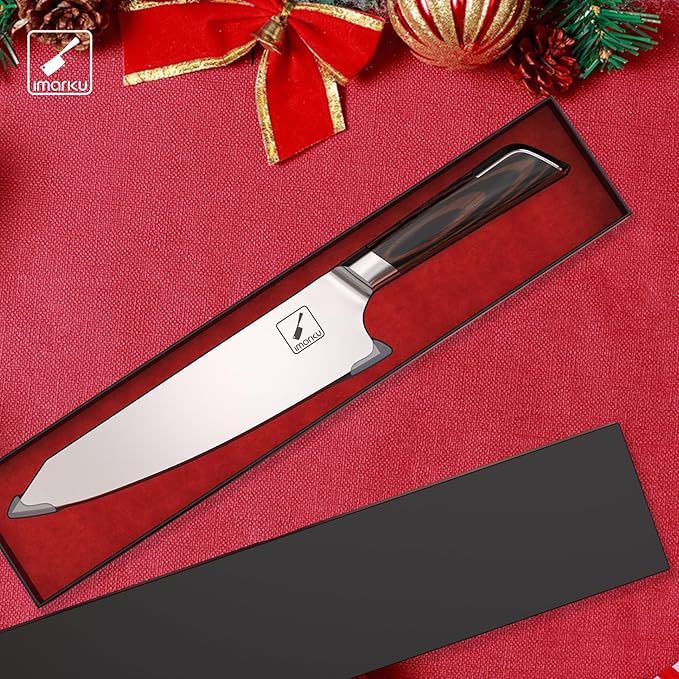imarku Japanese Chef Knife, 8 Inch Damascus Kitchen Knife, Chef's Knives with Unique Design Wood Handle, Powder Steel Forged Super Sharp Knife With Gift Box, Birthday Gift&Christmas Gift for Families