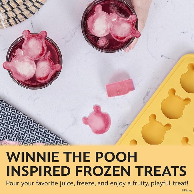 Disney Pooh Silicone Ice Cube Tray – 2 Pack Ice Trays for Freezer with Fun Pooh Ice Molds – Flexible BPA-Free Silicone Molds for Ice, Chocolate, and More (Pooh (Yellow))